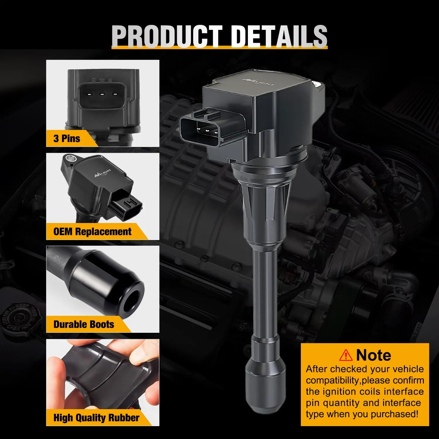 Nilight Ignition Coil Pack Set of 4 Automotive Replacement Ignition Coils Fit for Nissan 2004-2018 07 09 Sentra Altima Rogue Select Urvan Pathfinder NV200 NV350 Cube Versa 2014 2015 Infiniti #OE UF549