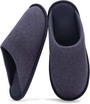 NineCiFun Mens House Scuff Slippers Slip On Warm Bedroom Solid Waffle Upper Slippers Lightweight Non-slip Indoor/Outdoor House Shoes