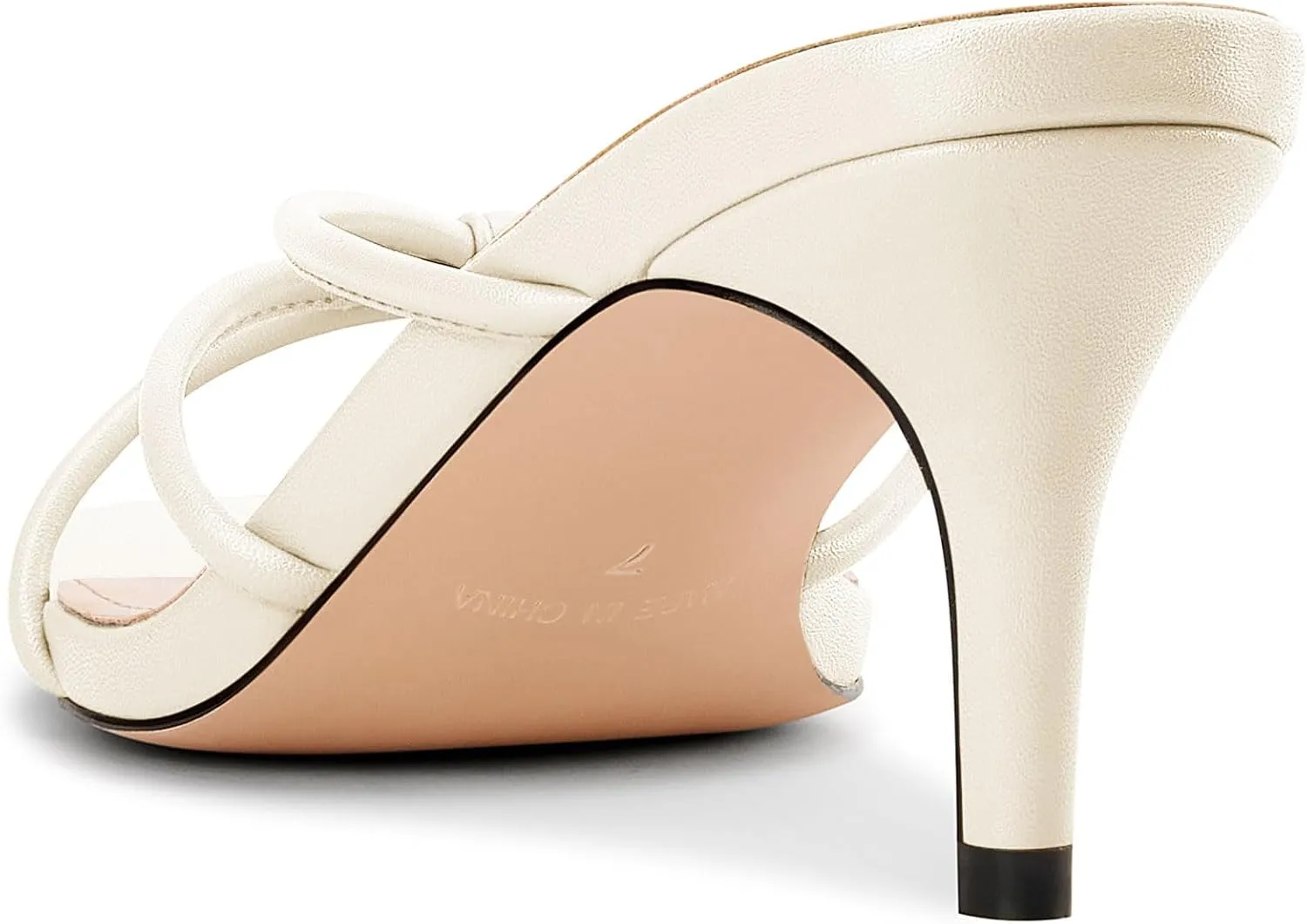 NobleOnly Womens Strappy Kitten Heels Square Open Toe Thong Heels Flip Flop Heels Dress Prom Slip-on Mule Heels 2.6 Inches Heels