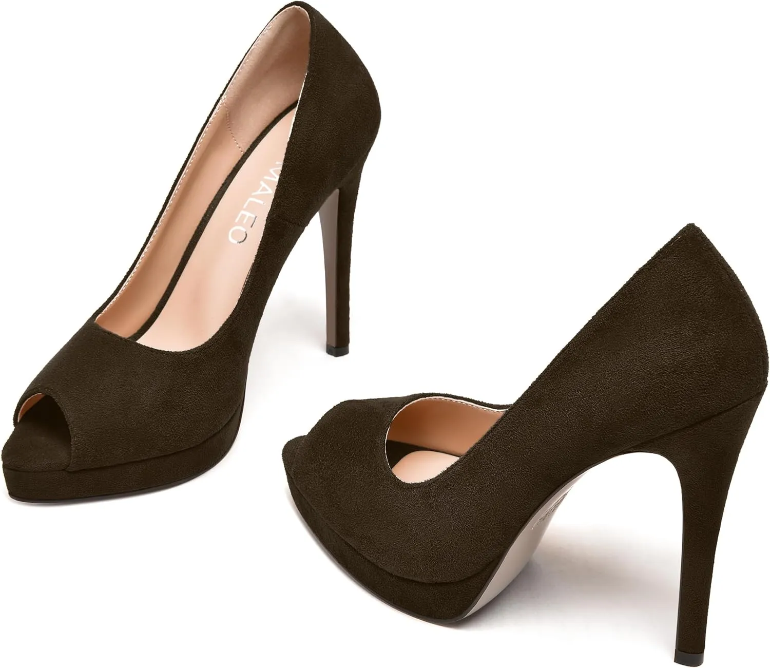 NUMALEO Womens Suede Slip On Night Club Comfortable Peep Toe Sexy Stiletto High Heel Pumps Shoes 5 Inch
