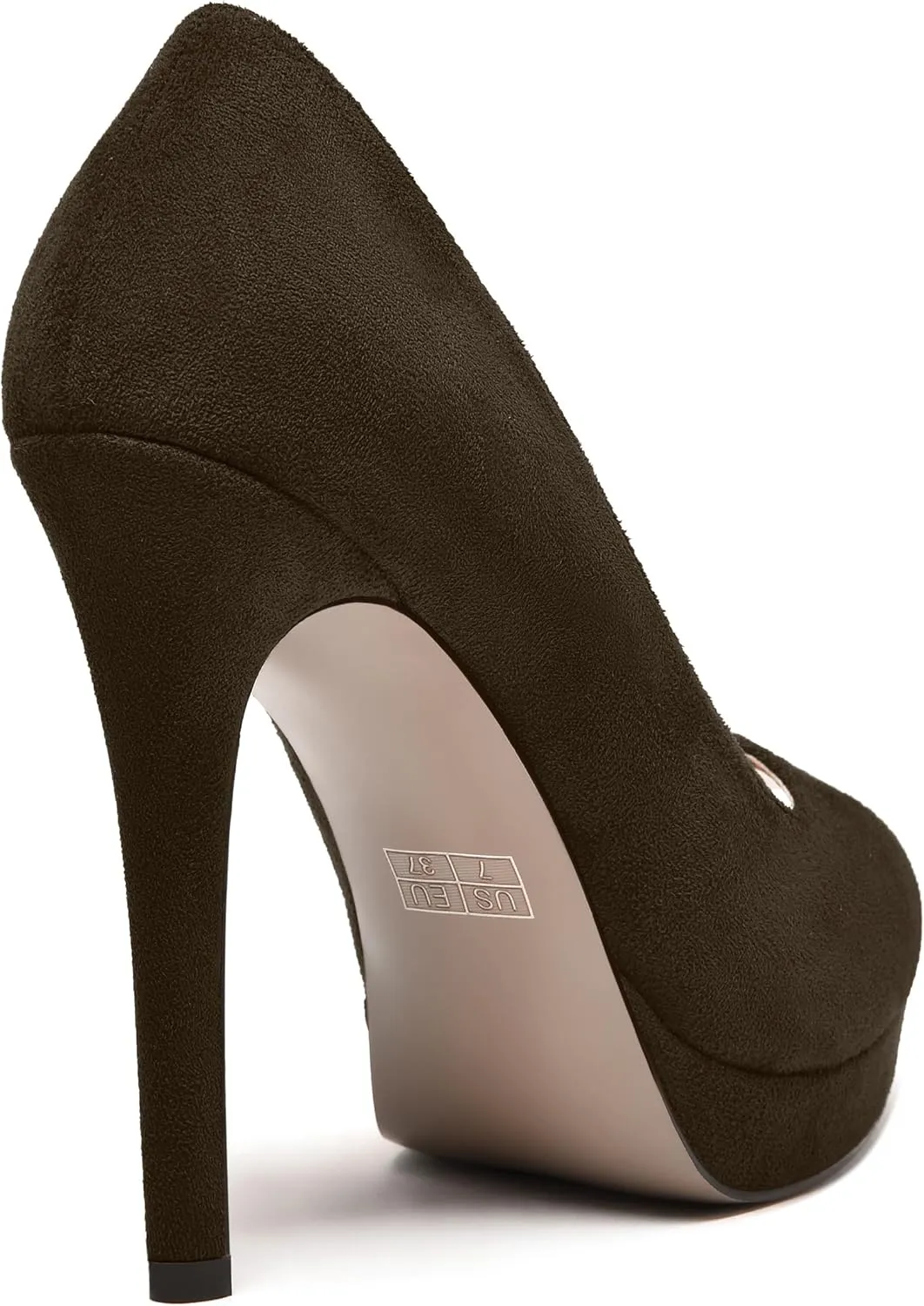 NUMALEO Womens Suede Slip On Night Club Comfortable Peep Toe Sexy Stiletto High Heel Pumps Shoes 5 Inch