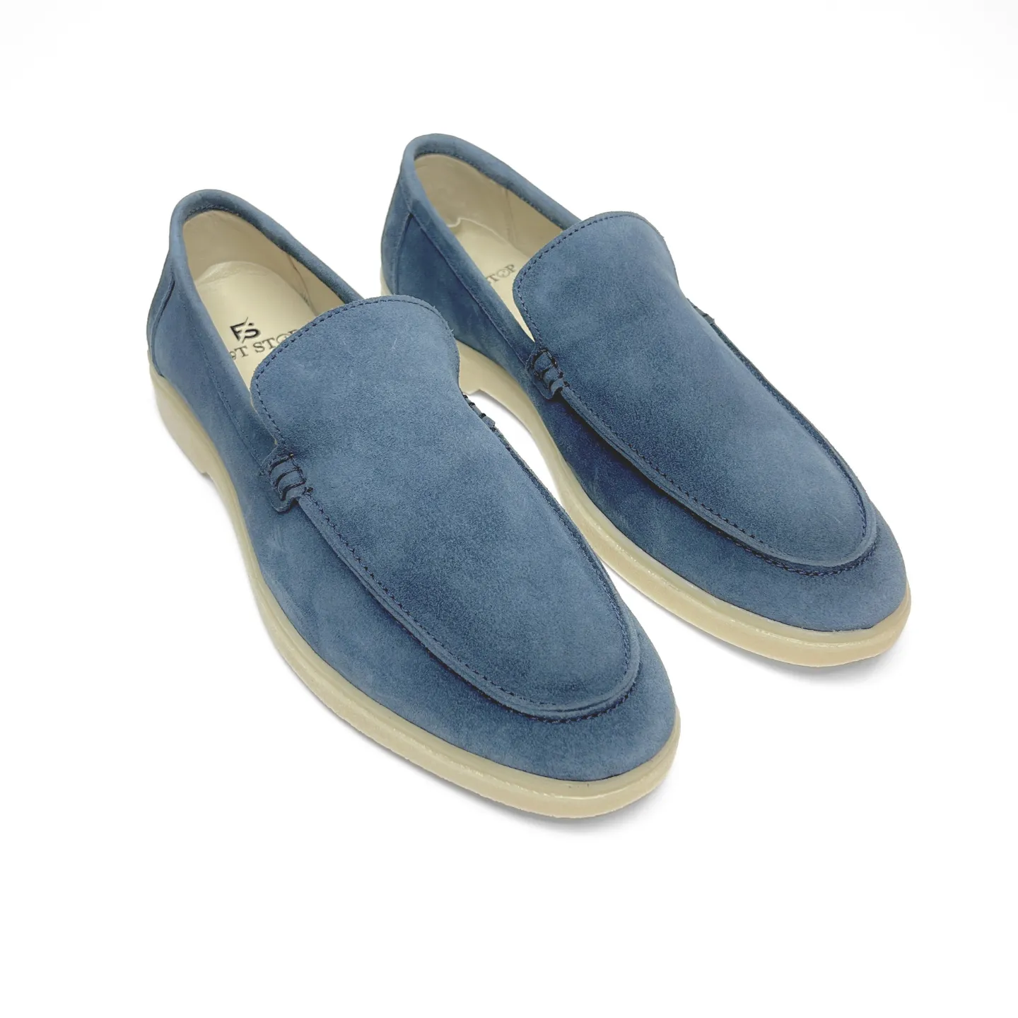 Old Money Suede Leather Loafers (Blue)