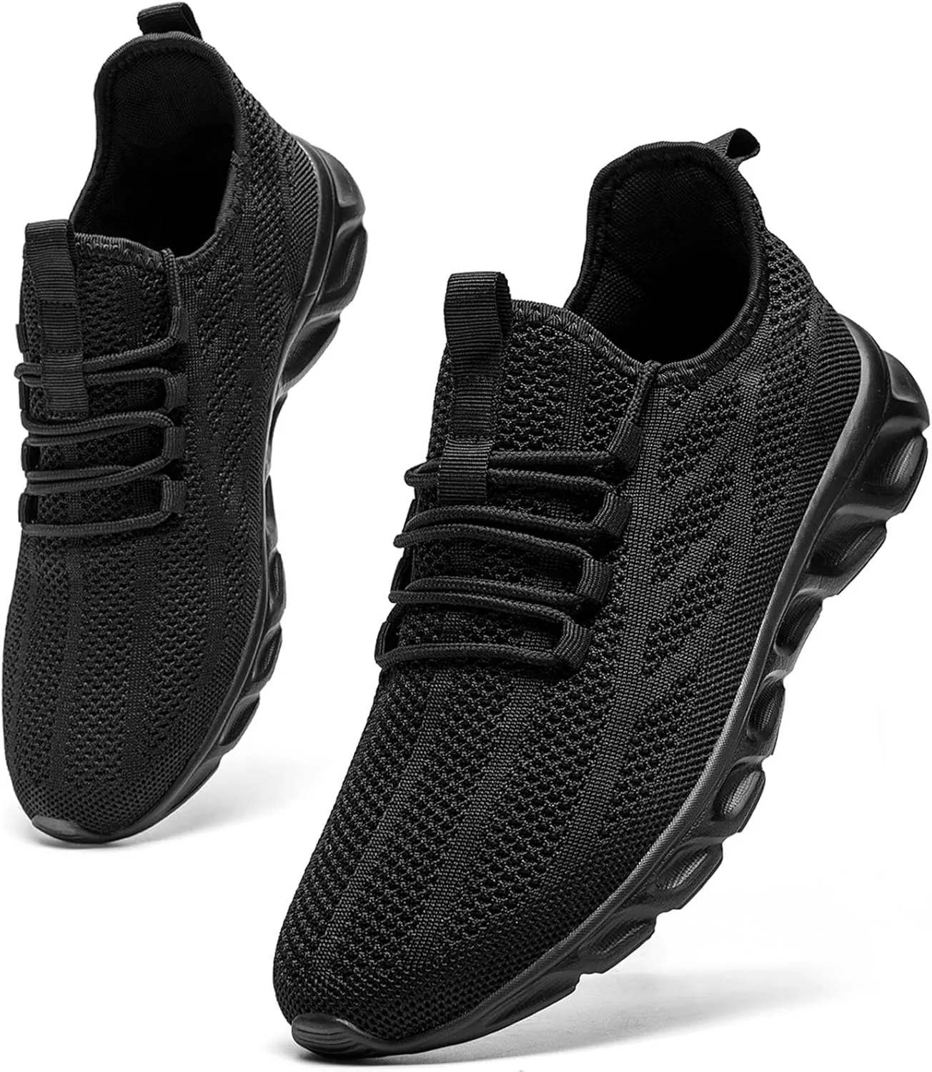 Oltyutc Mens Gym Running Shoes Slip-On Tennis Shoes Non Slip Breathable Workout Sneakers for Walking Jogging Black 13.5
