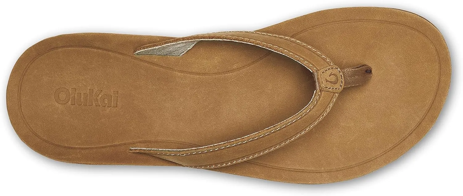 OLUKAI Southshore Women's Everyday Leather Sandals, Full-Grain Leather, Non-Marking Rubber Traction Pads & Compression Molded Footbed