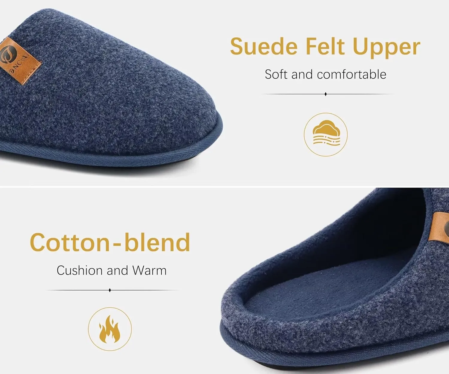 ONCAI Mens Cozy Memory Foam Scuff Slippers Slip On Warm House Shoes Indoor/Outdoor with Best Arch Support