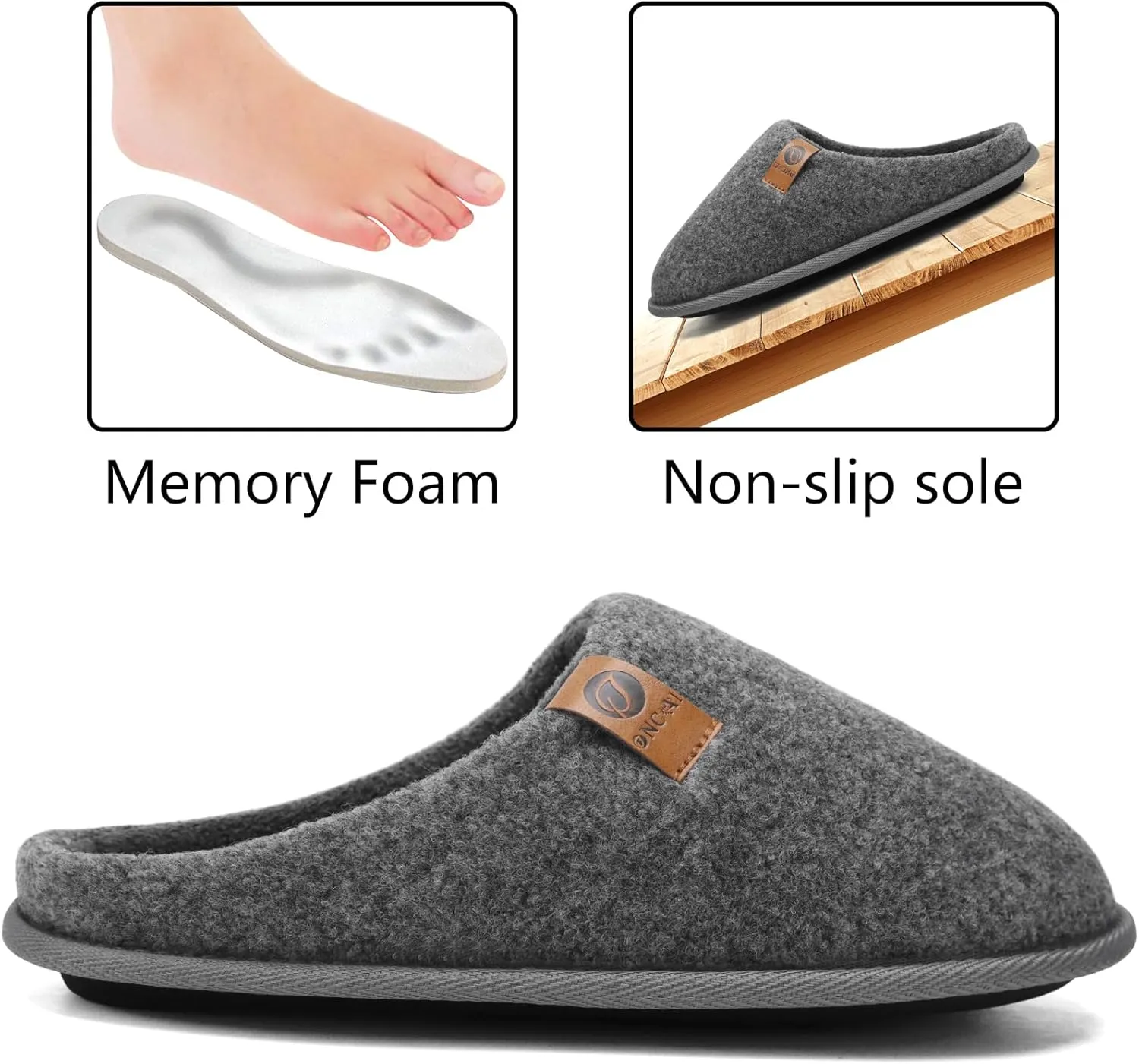 ONCAI Mens Cozy Memory Foam Scuff Slippers Slip On Warm House Shoes Indoor/Outdoor with Best Arch Support