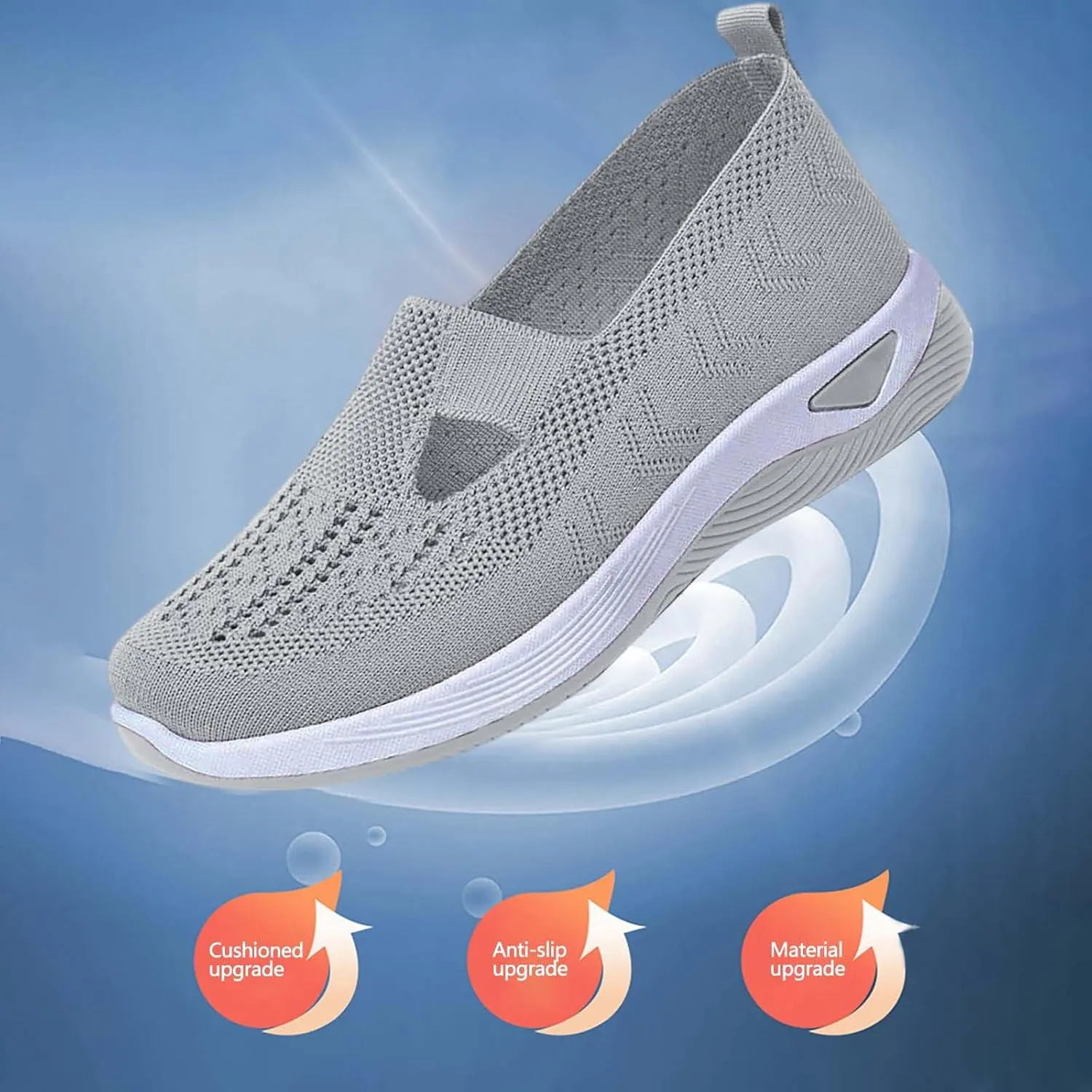 Orthopedic Shoes for Women Mesh Walking Shoes Breathable Non-Slip Slip On Loafers Lightweight Memory Foam Flat Sneakers