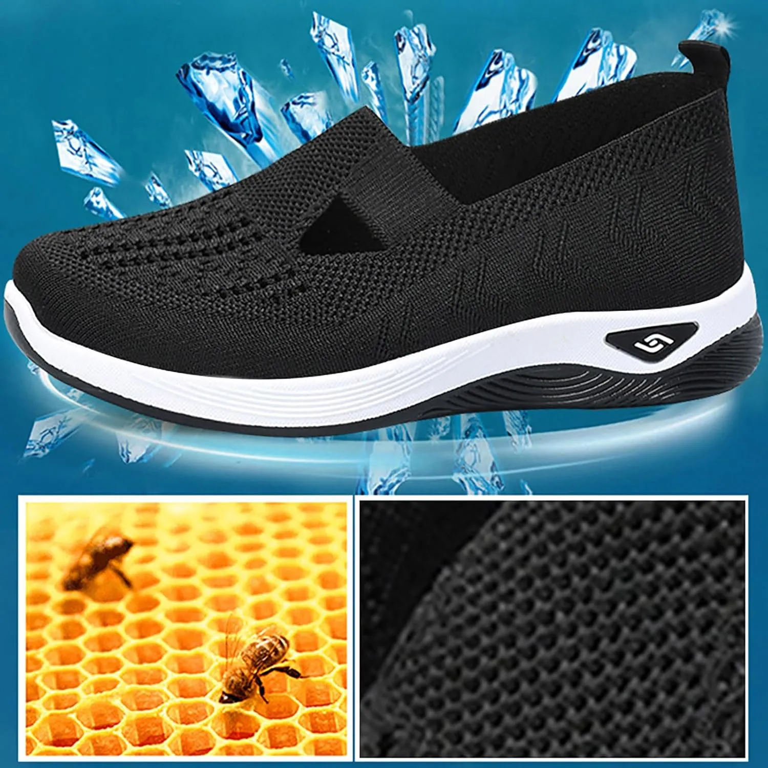 Orthopedic Shoes for Women Mesh Walking Shoes Breathable Non-Slip Slip On Loafers Lightweight Memory Foam Flat Sneakers