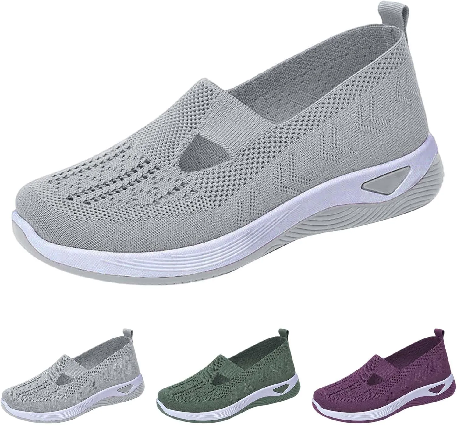 Orthopedic Shoes for Women Mesh Walking Shoes Breathable Non-Slip Slip On Loafers Lightweight Memory Foam Flat Sneakers