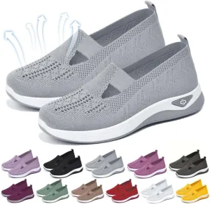 Orthopedic Shoes for Women Mesh Walking Shoes Breathable Non-Slip Slip On Loafers Lightweight Memory Foam Flat Sneakers