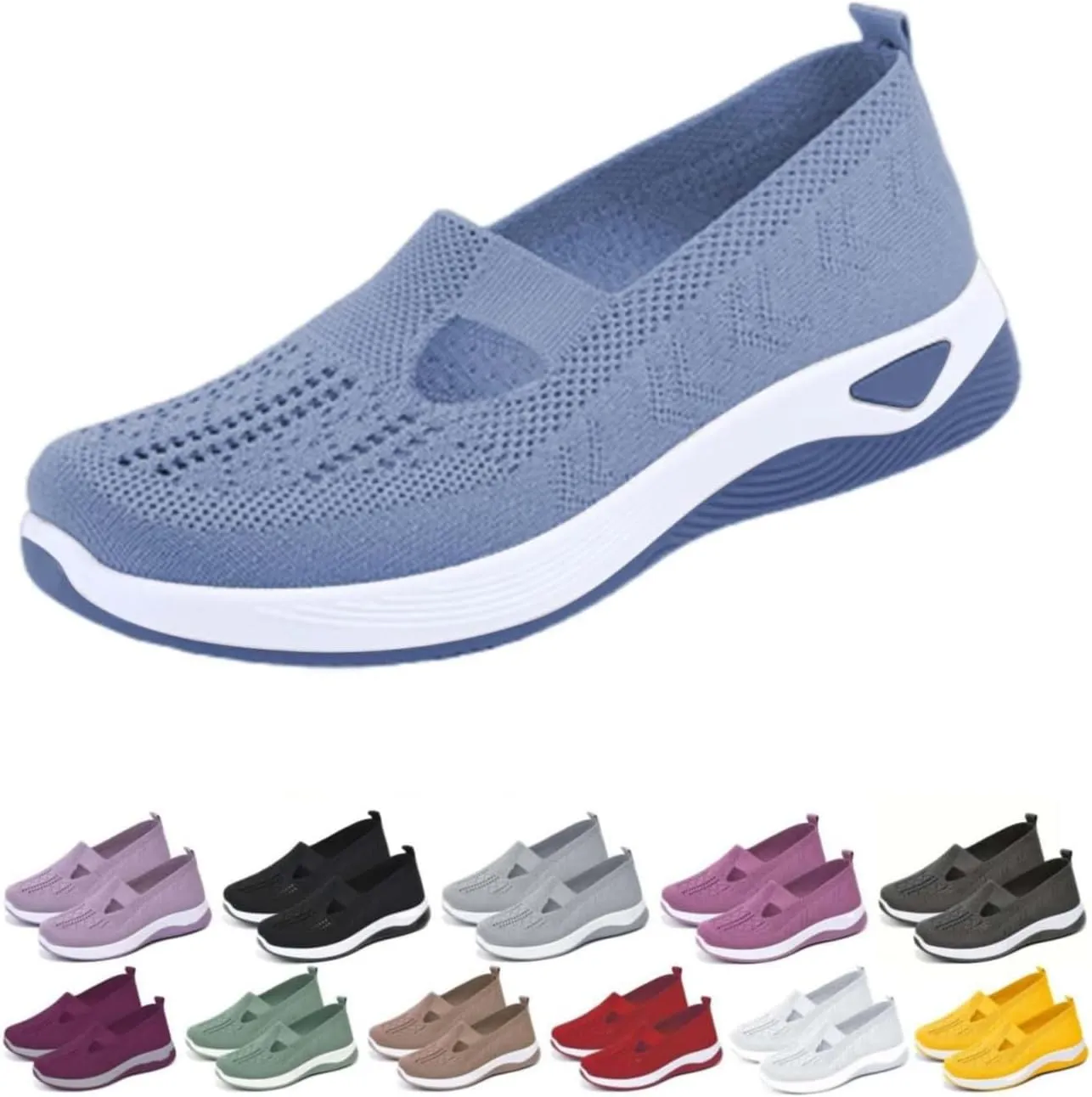 Orthopedic Shoes for Women Mesh Walking Shoes Breathable Non-Slip Slip On Loafers Lightweight Memory Foam Flat Sneakers