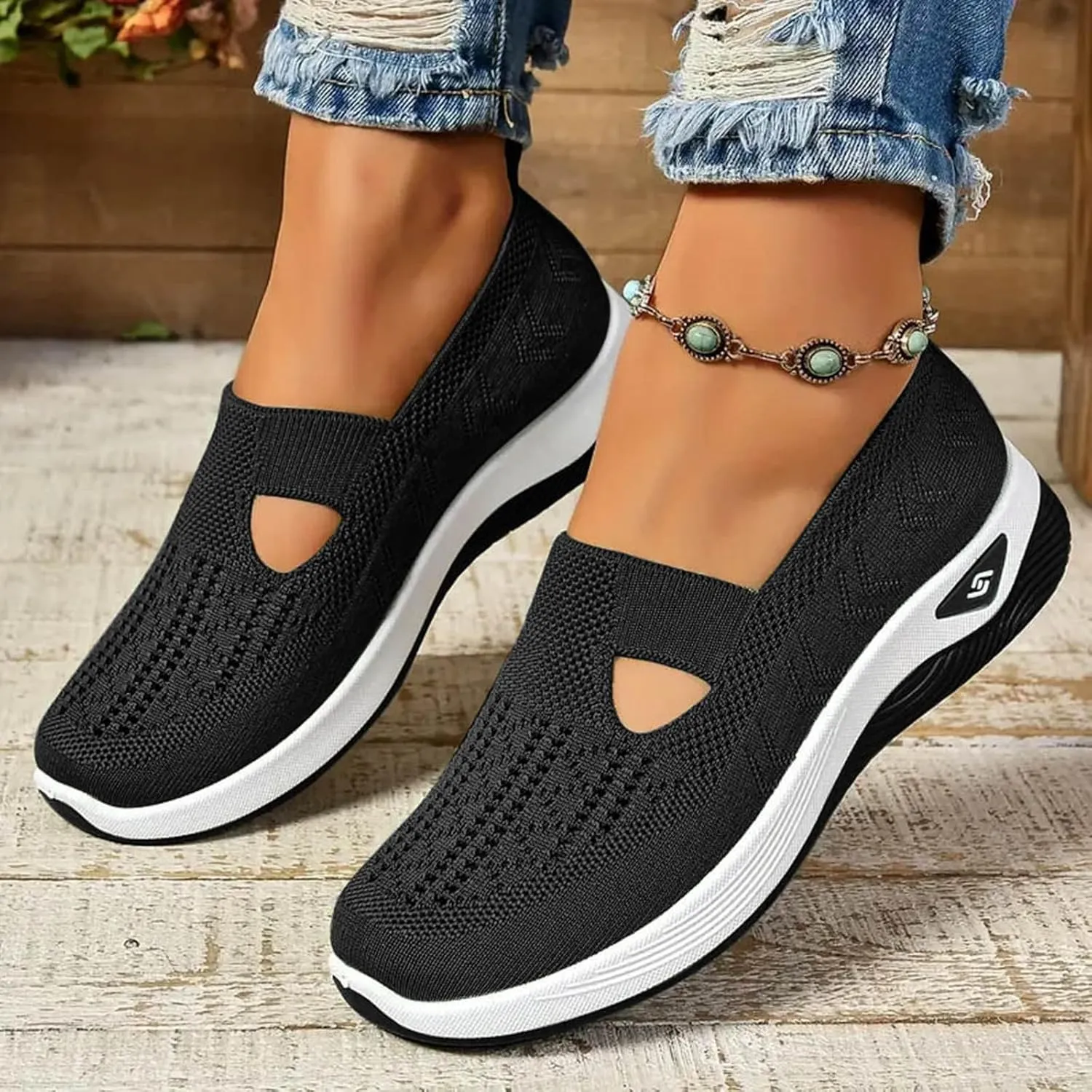 Orthopedic Shoes for Women, Womens Non-Slip Walking Sneakers Breathable Tennis Shoes Comfortable Mesh Slip On Shoes