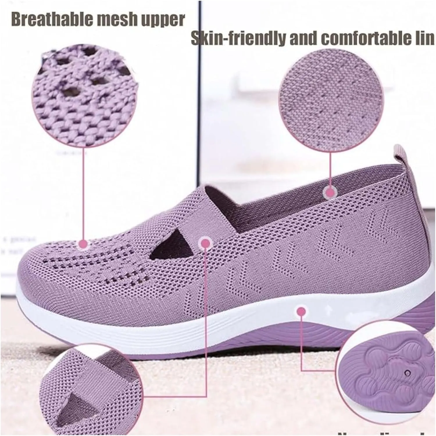 Orthopedic Shoes for Women, Womens Non-Slip Walking Sneakers Breathable Tennis Shoes Comfortable Mesh Slip On Shoes
