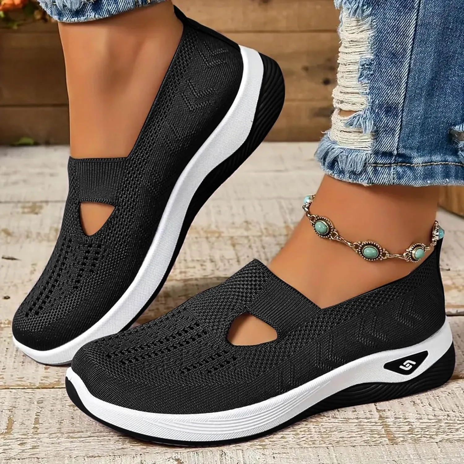 Orthopedic Shoes for Women, Womens Non-Slip Walking Sneakers Breathable Tennis Shoes Comfortable Mesh Slip On Shoes