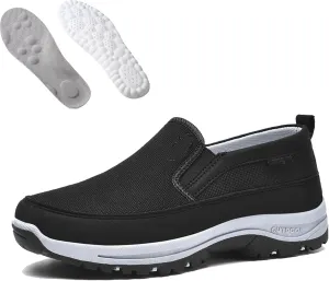 Orthowalkway Mens Shoes, Men's Arch Support Slip-on Canvas Loafers, Casual Orthopedic Sneakers Flats Walking Boat Shoes