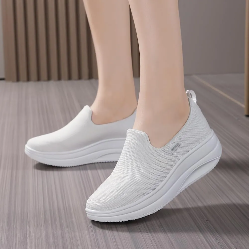 Oude Slip On Sneakers Women Comfortable | Womens Orthopedic Slip On Shoes Traveling | 2 Inch Rocker Bottom