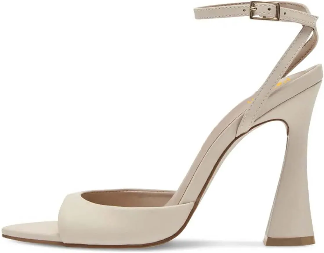 Pazzion Women Stylish Open Pointy Toe Sky High Heel Sandals Crisscross Strap Buckle Flared Heel Pumps Chic Prom Event Shoes Size 4-16 US