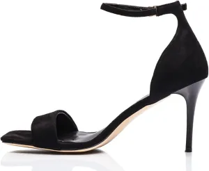 Peculiarity Women’s Black Suede Open Square-Toe Heels with Adjustable Ankle Strap – Stylish & Comfortable Dress Shoes for Weddings, Parties, Formal Events, and Everyday Wear – Size 12