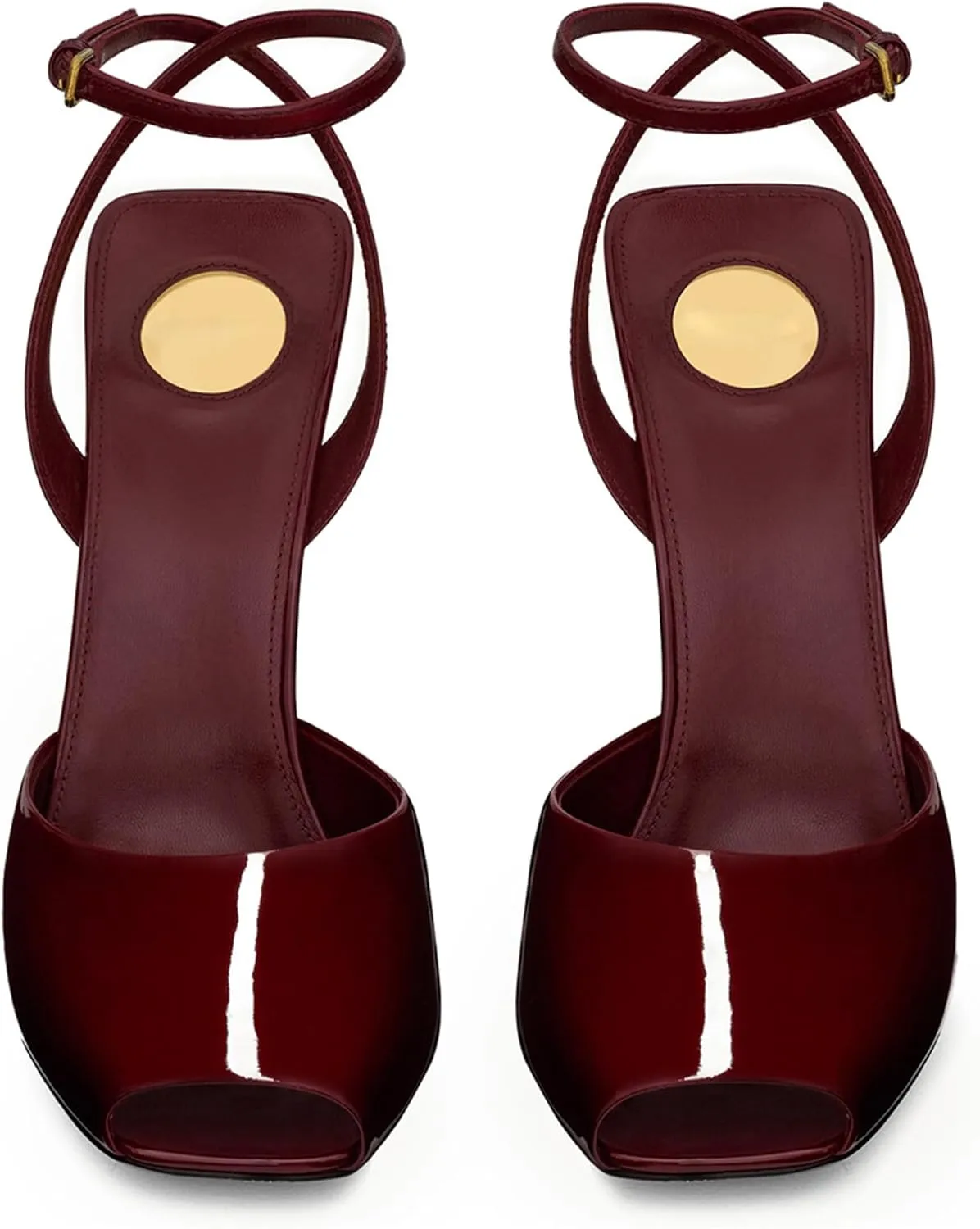 Peep Square Toe Heel Sandals for Women Backless Buckle Ankle Strap Stiletto High Heels Open-Toe Single Wedding Party Office Clubbing Work Courts Comfort