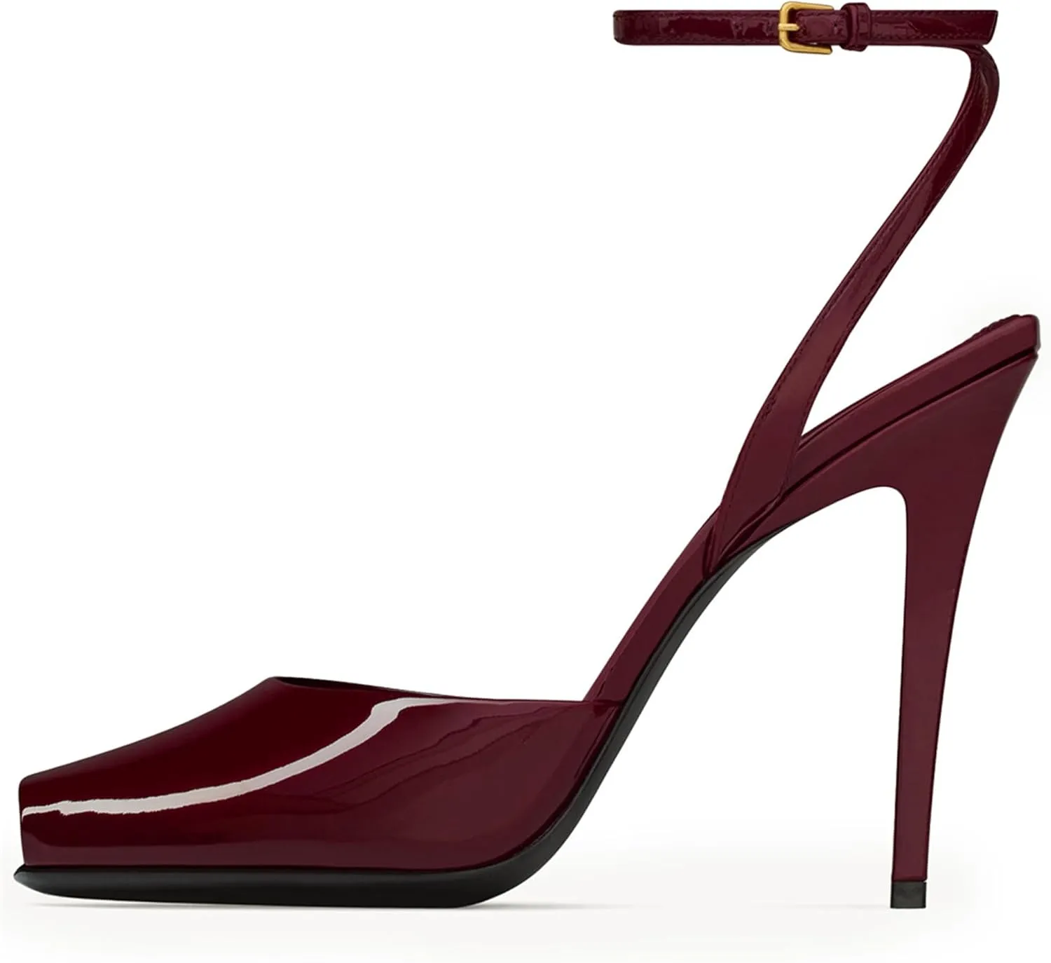 Peep Square Toe Heel Sandals for Women Backless Buckle Ankle Strap Stiletto High Heels Open-Toe Single Wedding Party Office Clubbing Work Courts Comfort