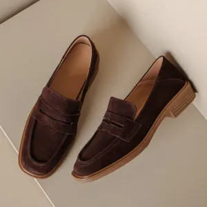 Penny Loafers Handmade Classic Suede Leather Flats Women's Shoes