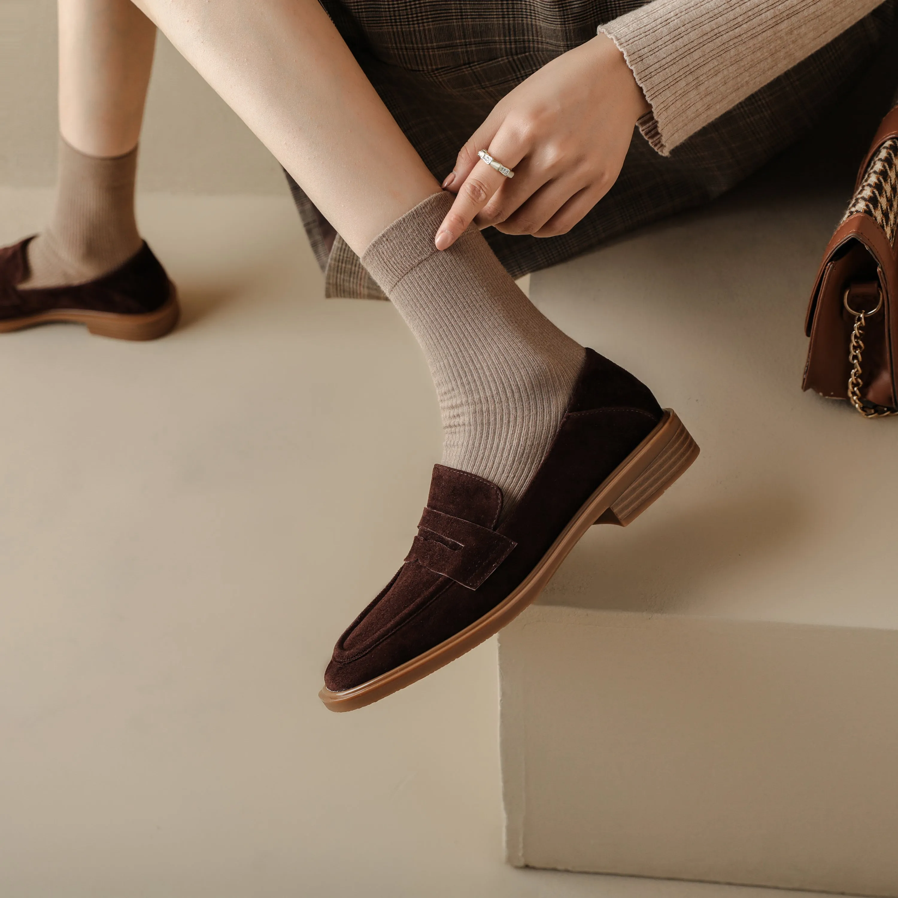 Penny Loafers Handmade Classic Suede Leather Flats Women's Shoes