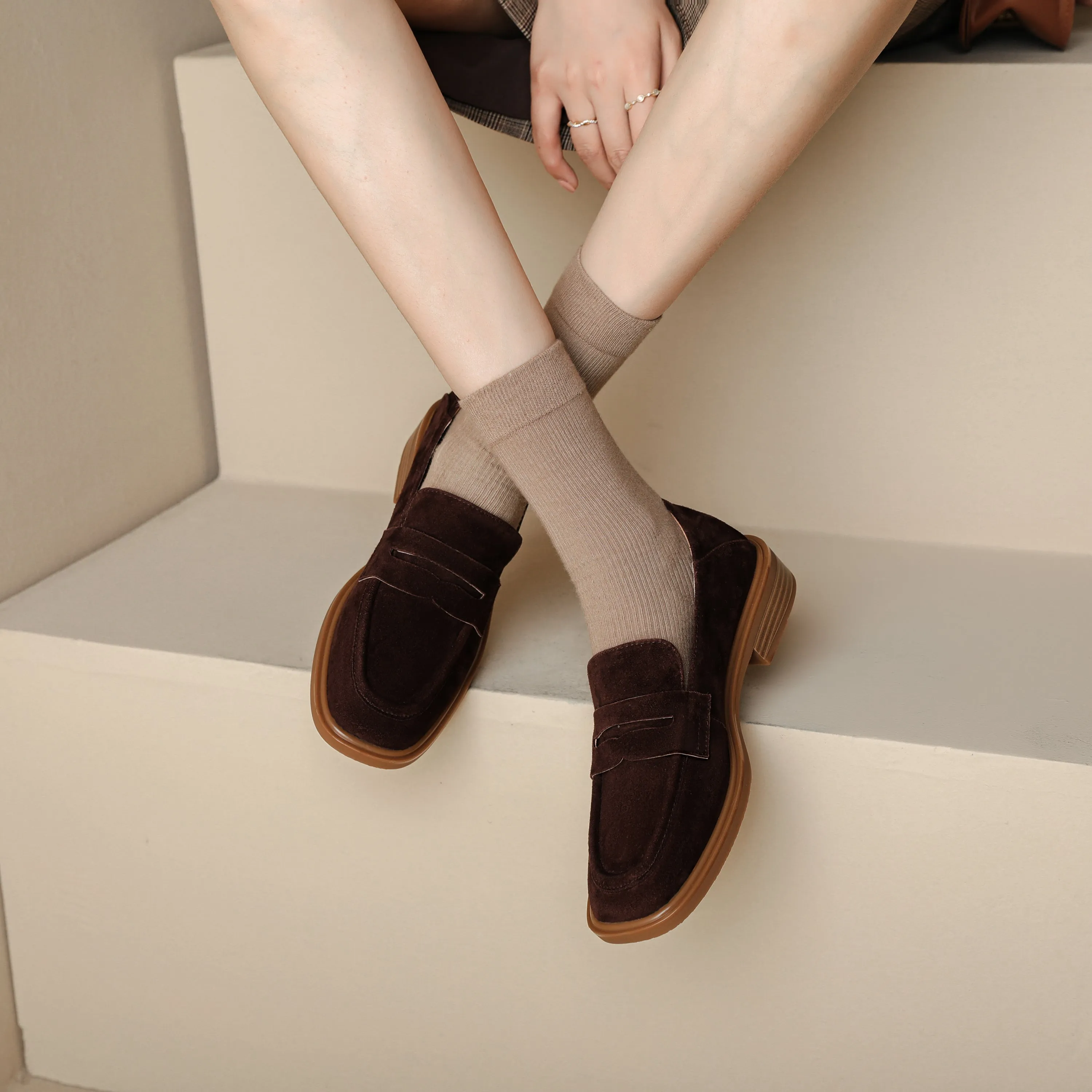 Penny Loafers Handmade Classic Suede Leather Flats Women's Shoes