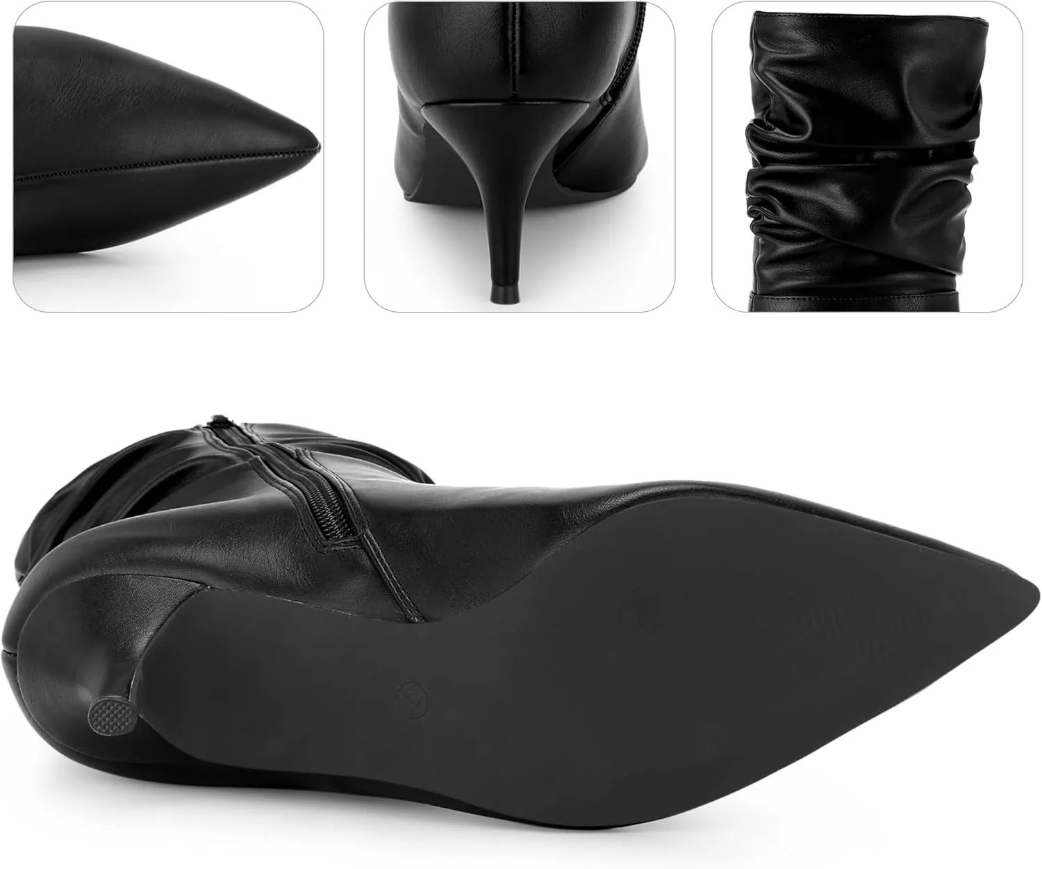 Perphy Pointed Toe Slouch Kitten Heel Boot Mid-Calf Boots for Women