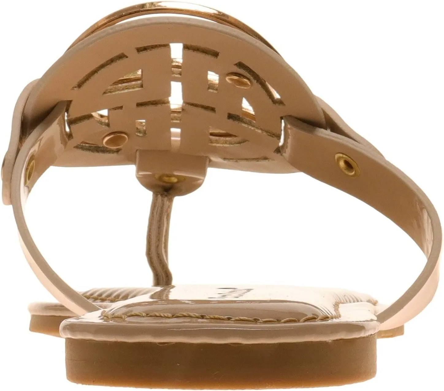 Pierre Dumas Women's Medallion Vegan Slide Thong Flip Flop Flat Sandal