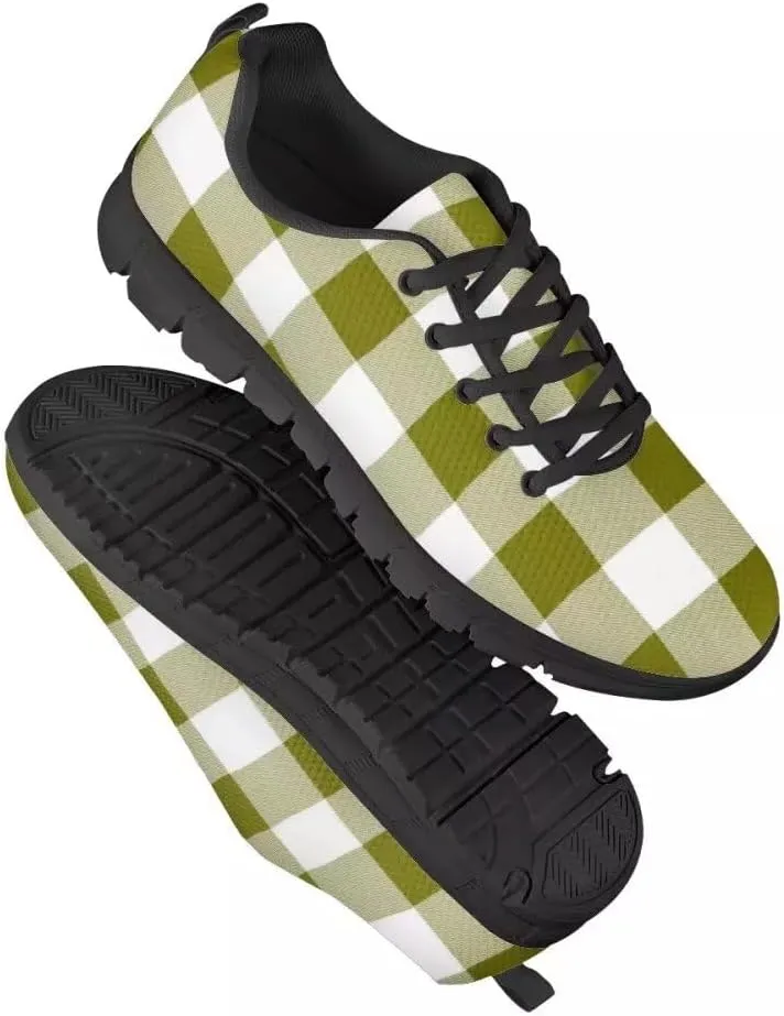 PinUp Angel Women's Buffalo Plaid Walking Shoes Slip on Lightweight Tennis Shoes Sneakers