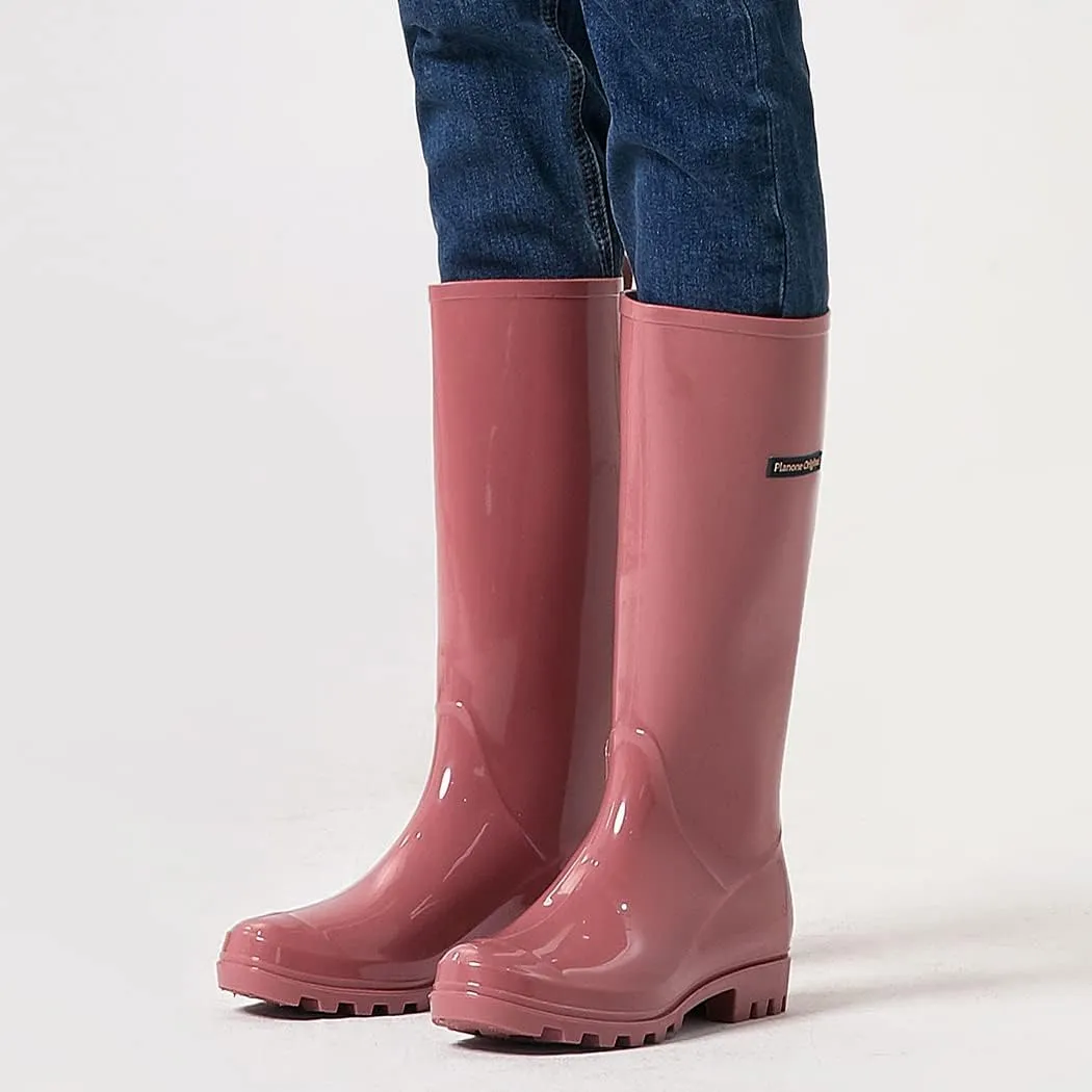 planone Tall Rain Boots Women Fashion Waterproof Boots for Women Light Outdoor Garden Shoes Muck Boots for Ladies Non Slip Work Shoes Rubber Boots with Premium Comfort Insole