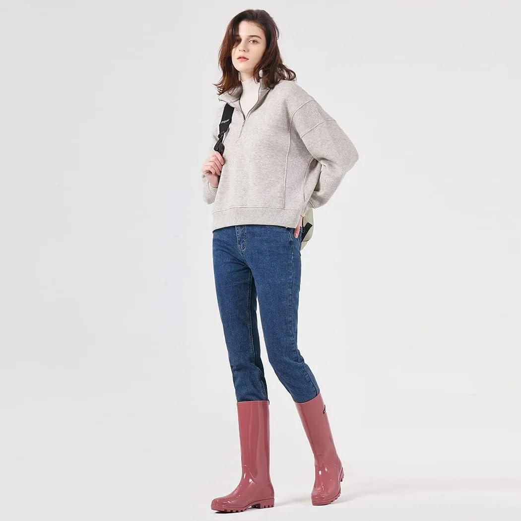 planone Tall Rain Boots Women Fashion Waterproof Boots for Women Light Outdoor Garden Shoes Muck Boots for Ladies Non Slip Work Shoes Rubber Boots with Premium Comfort Insole