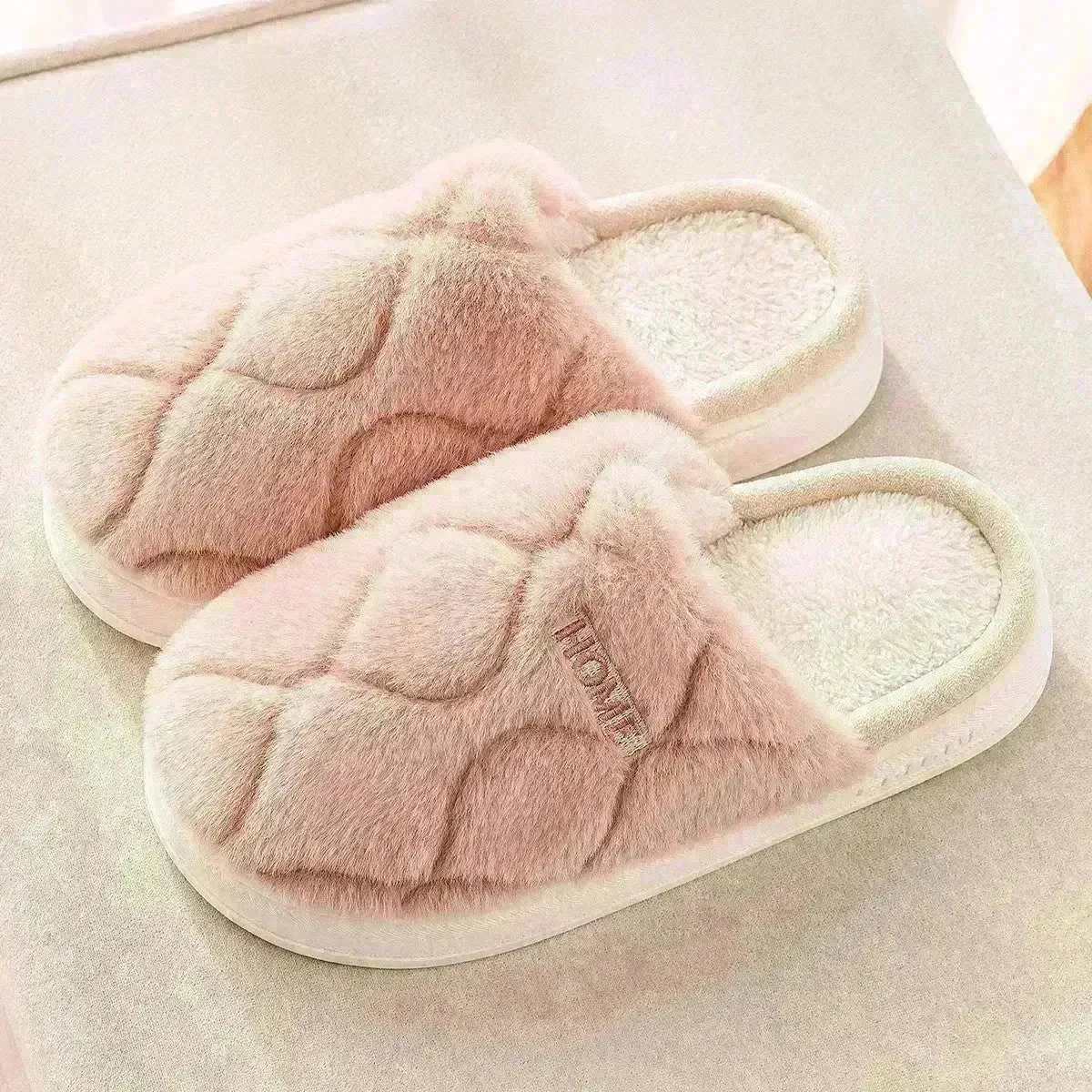 Plush Slippers Winter For Women Indoor Floor Bedroom Home Slipper Warm Solid House Shoes Men Couple