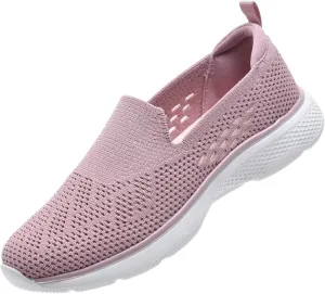 poemlady Walking Shoes Women Slip On Sneakers Knit Lightweight Comfortable Breathable Nurse Shoes for Work Travel