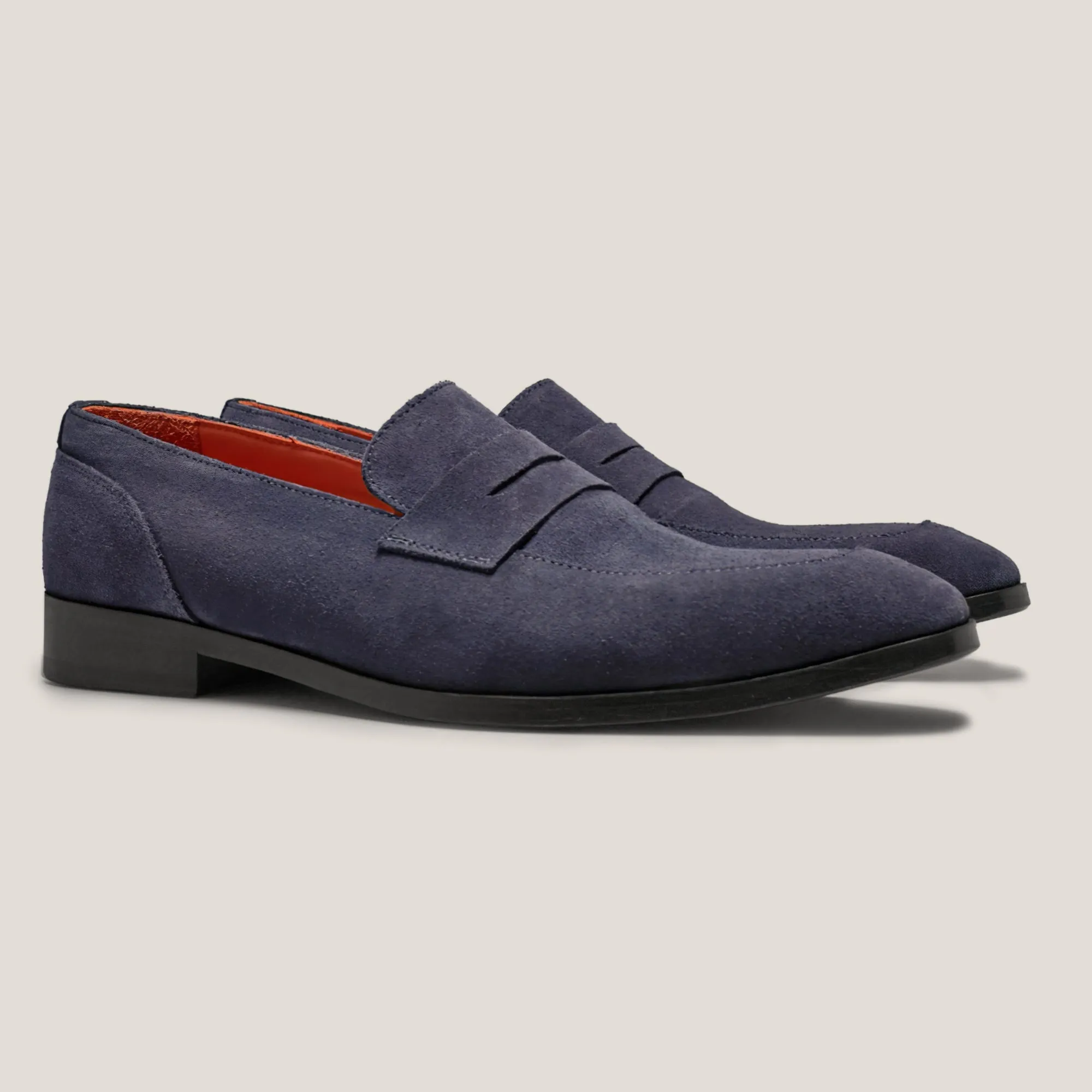 Porto - Dark Navy Suede - Penny Loafers