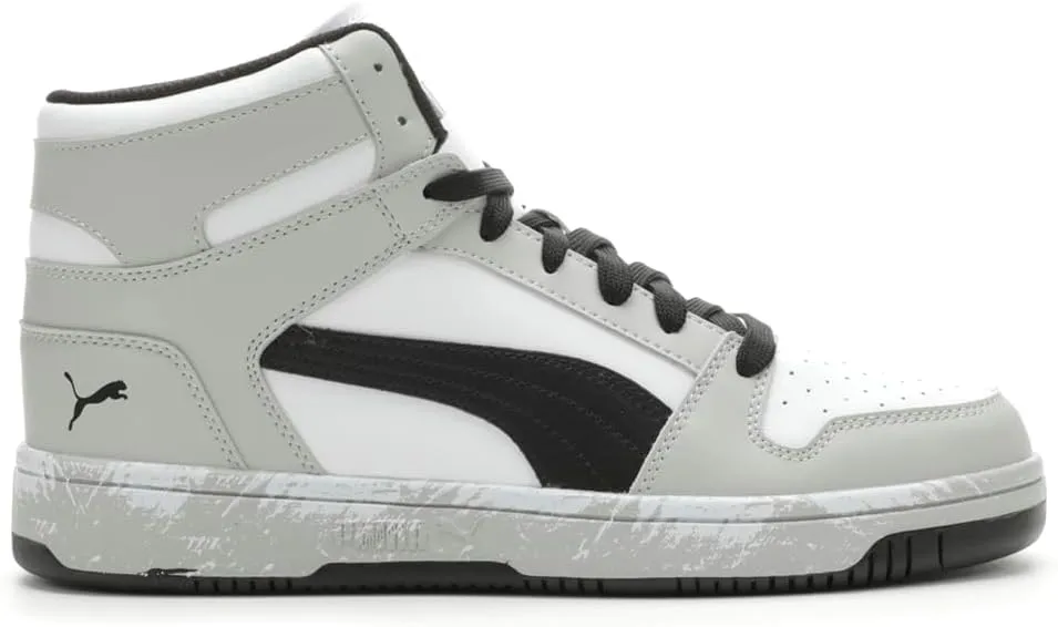 Puma - Mens Puma Rebound Layup Scruff Shoes, Color Puma White/Puma Black/Flat Light Gray, Size: 13 M US