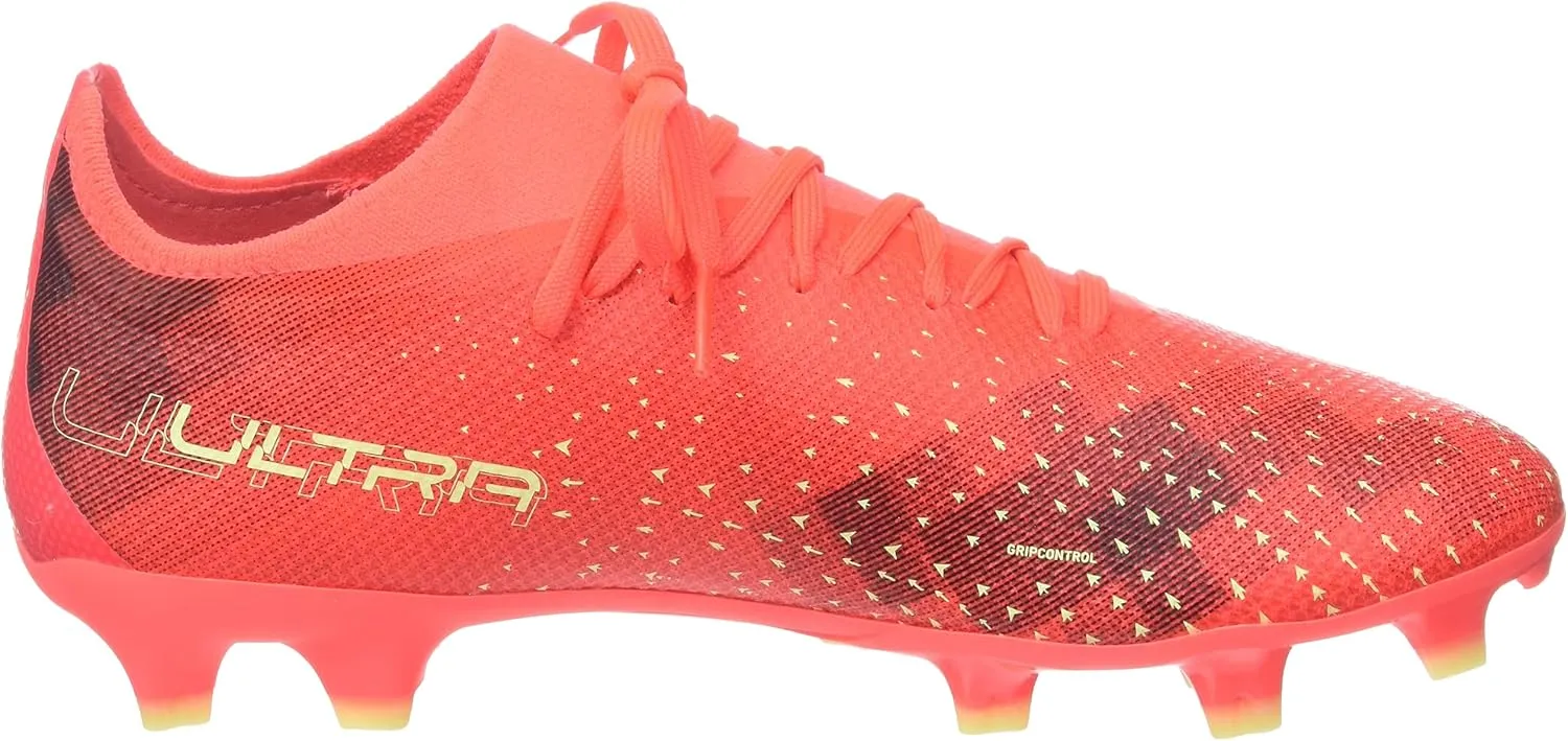 PUMA Men's Ultra Match Firm, Artificial Ground Soccer Cleats, Fiery Coral-Fizzy Light-Black, 11
