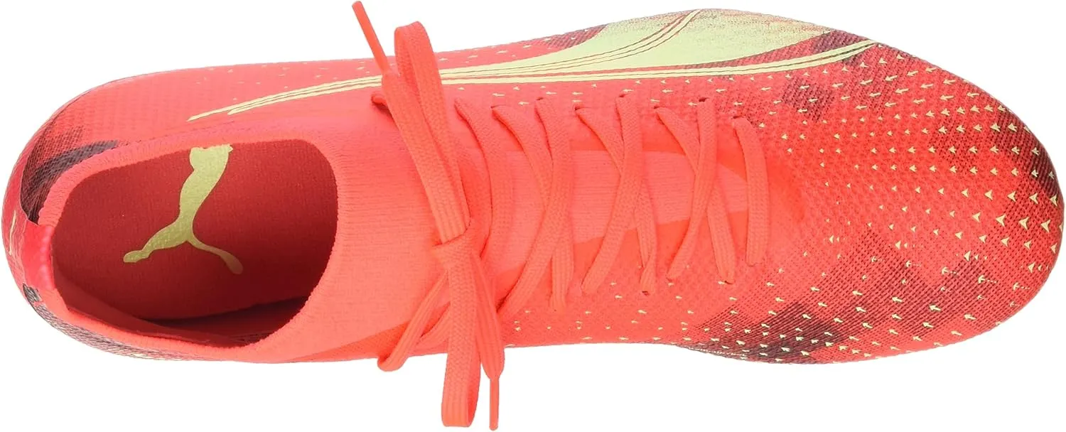 PUMA Men's Ultra Match Firm, Artificial Ground Soccer Cleats, Fiery Coral-Fizzy Light-Black, 11