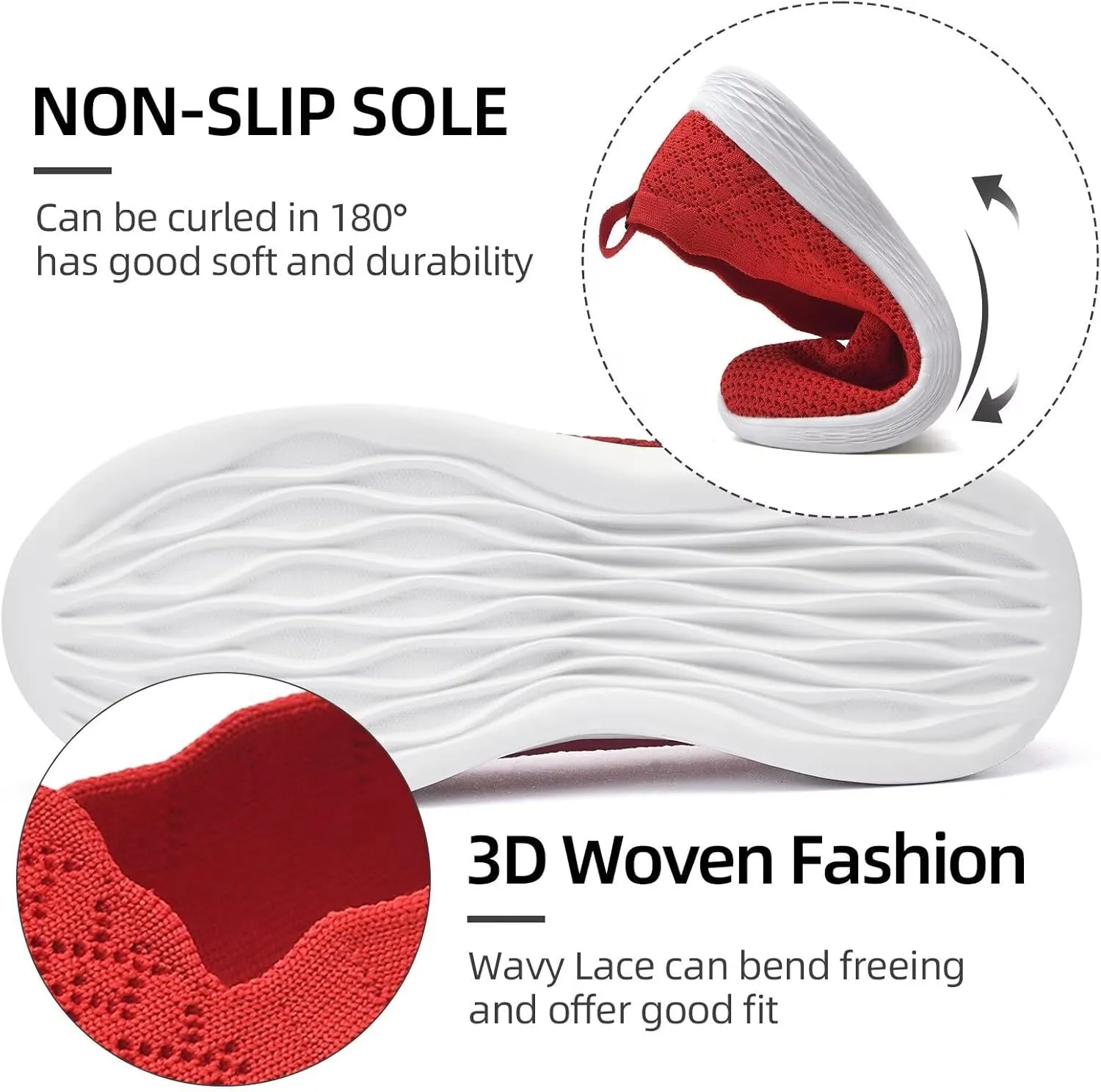 Puxowe Women's Slip on Walking Loafer Shoes-Lightweight Flat Shoes for Women Low-Top Round Toe Knit Memory Foam Sneaker