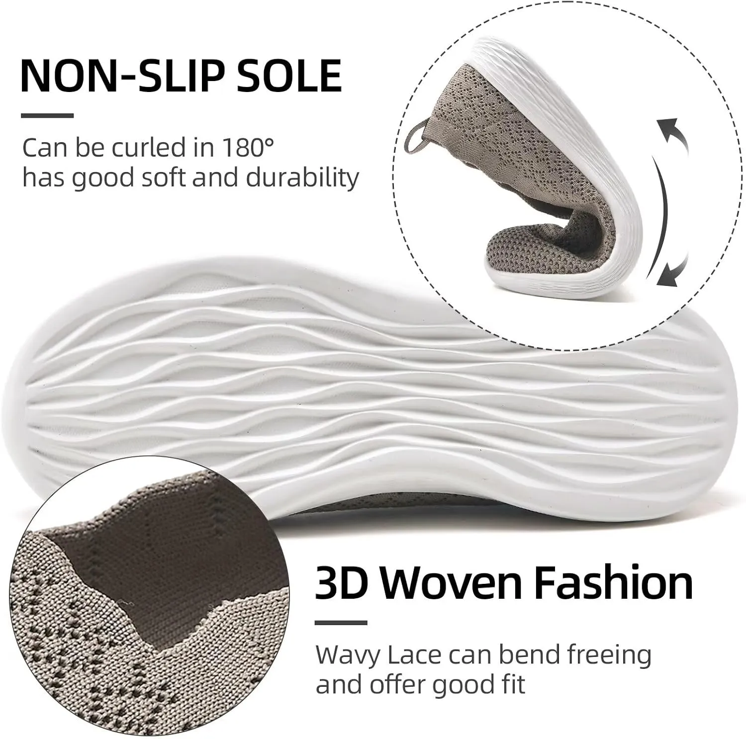 Puxowe Women's Slip on Walking Loafer Shoes-Lightweight Flat Shoes for Women Low-Top Round Toe Knit Memory Foam Sneaker