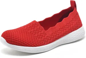 Puxowe Women's Slip on Walking Loafer Shoes-Lightweight Flat Shoes for Women Low-Top Round Toe Knit Memory Foam Sneaker