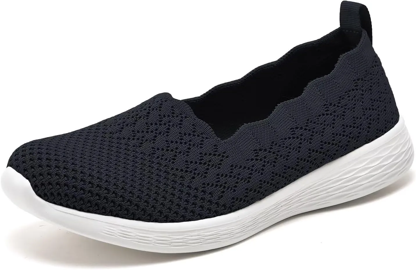 Puxowe Women's Slip on Walking Loafer Shoes-Lightweight Flat Shoes for Women Low-Top Round Toe Knit Memory Foam Sneaker