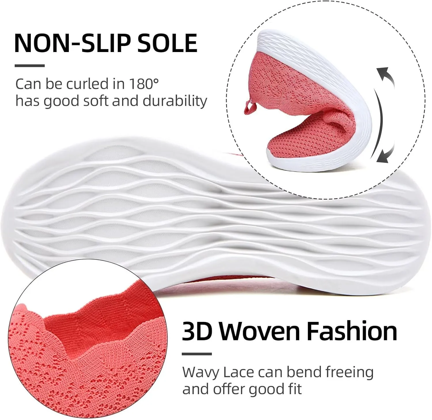 Puxowe Women's Slip on Walking Loafer Shoes-Lightweight Flat Shoes for Women Low-Top Round Toe Knit Memory Foam Sneaker