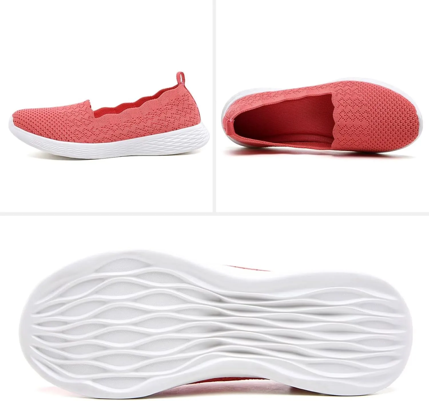 Puxowe Women's Slip on Walking Loafer Shoes-Lightweight Flat Shoes for Women Low-Top Round Toe Knit Memory Foam Sneaker