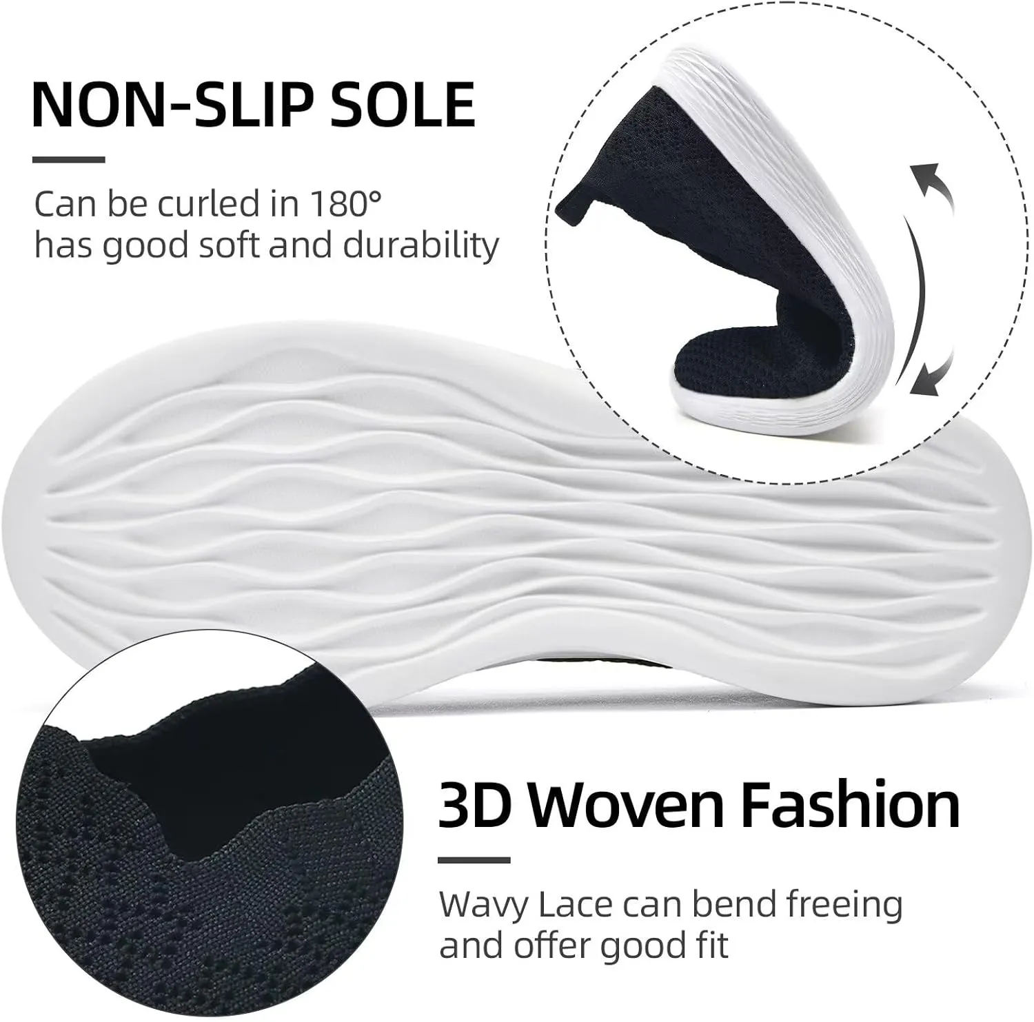 Puxowe Women's Slip on Walking Loafer Shoes-Lightweight Flat Shoes for Women Low-Top Round Toe Knit Memory Foam Sneaker