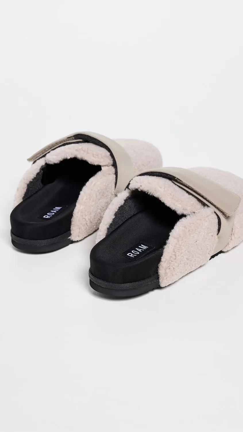 R0AM Women's Fuzzy Loafer Mules