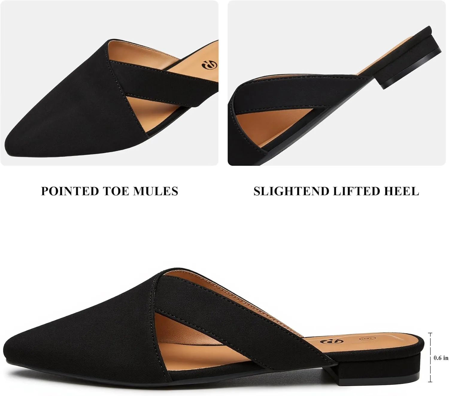 Rekayla Women’s Mules Closed Pointed Toe Backless Loafer Shoes for Women