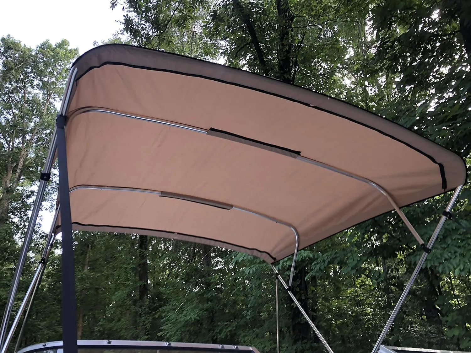Replacement Bimini Top Canvas with Boot, Beige, 9' Long x 8.5' Wide, 16oz, by Cypress Rowe Outfitters, 4 Bow, fits 97-103" Wide