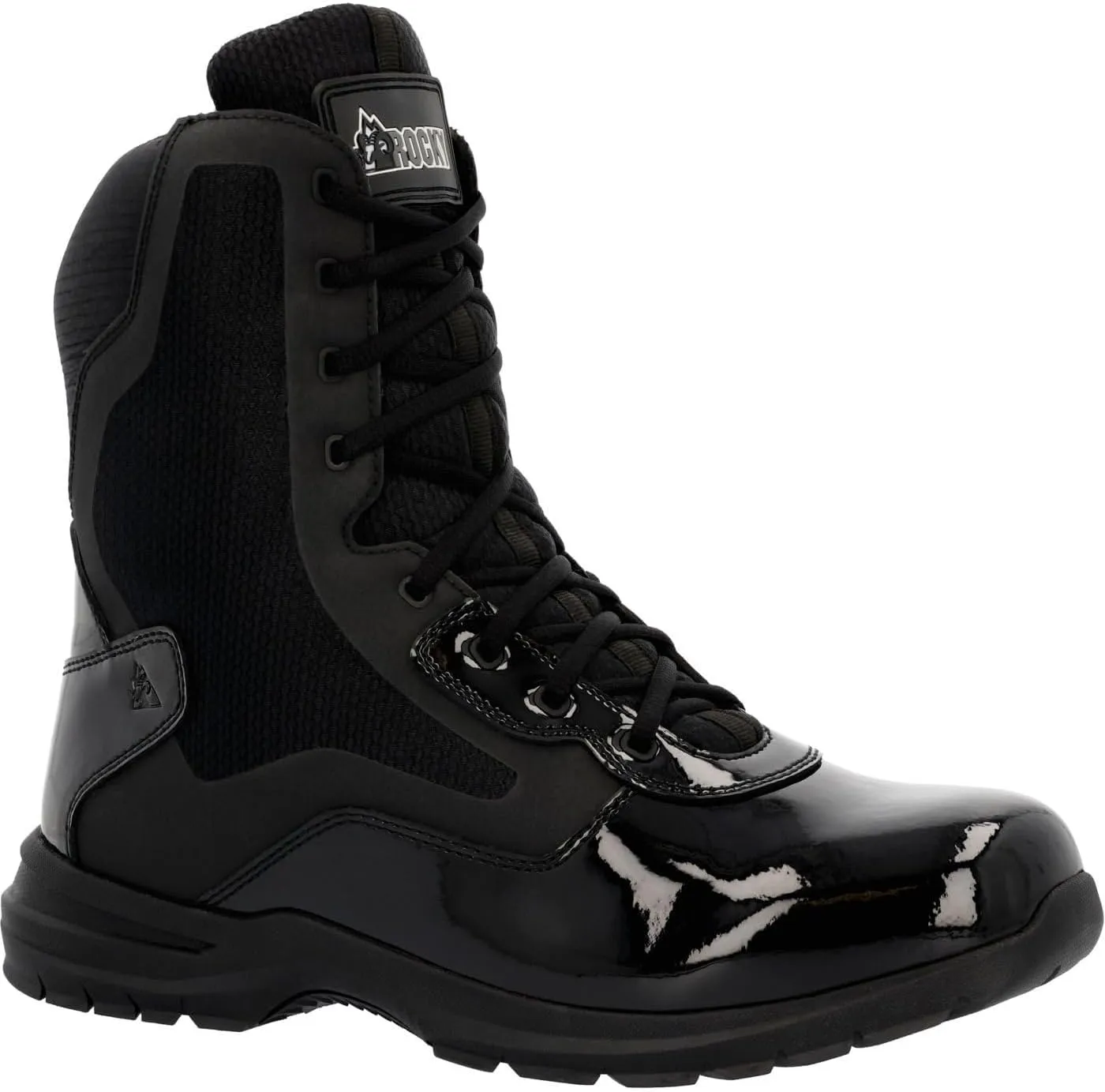 ROCKY Cadet 8" Black Side Zip Public Service Boot, Black, Size 10(M)