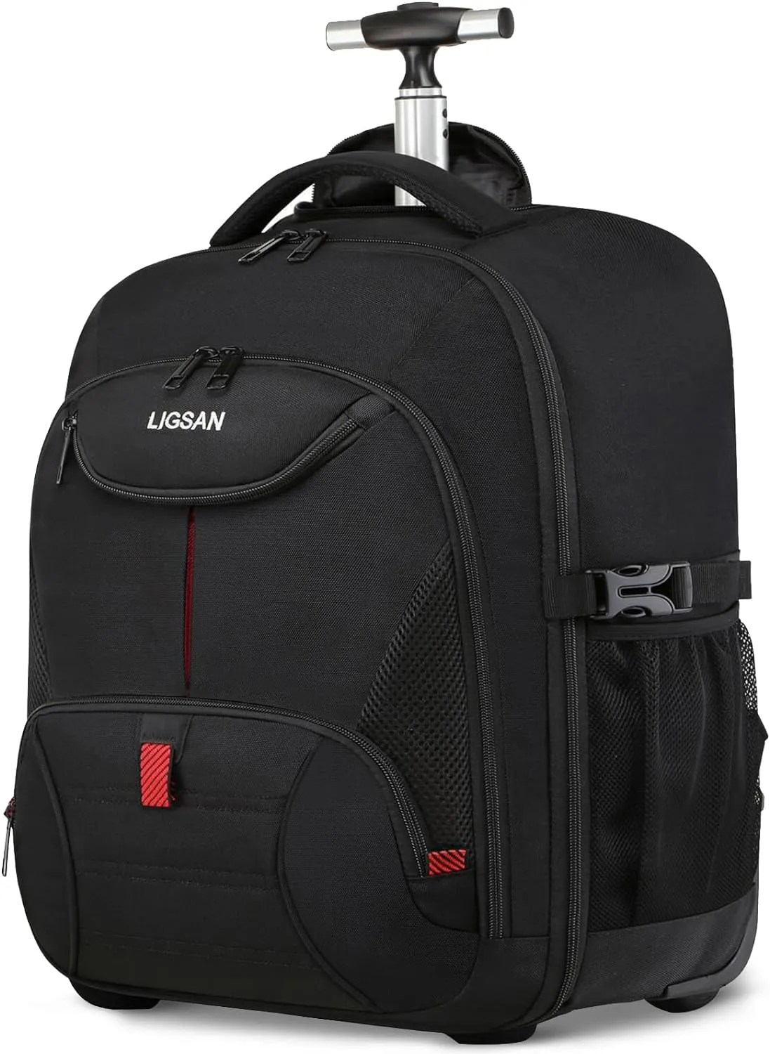 Rolling Backpack, Large Backpack with Wheels for Men Women Adults, 17inch Waterproof Wheeled Travel Laptop Backpack Carry on Luggage Bag Trolley Suitcase Business College School Computer Bookbag,Black